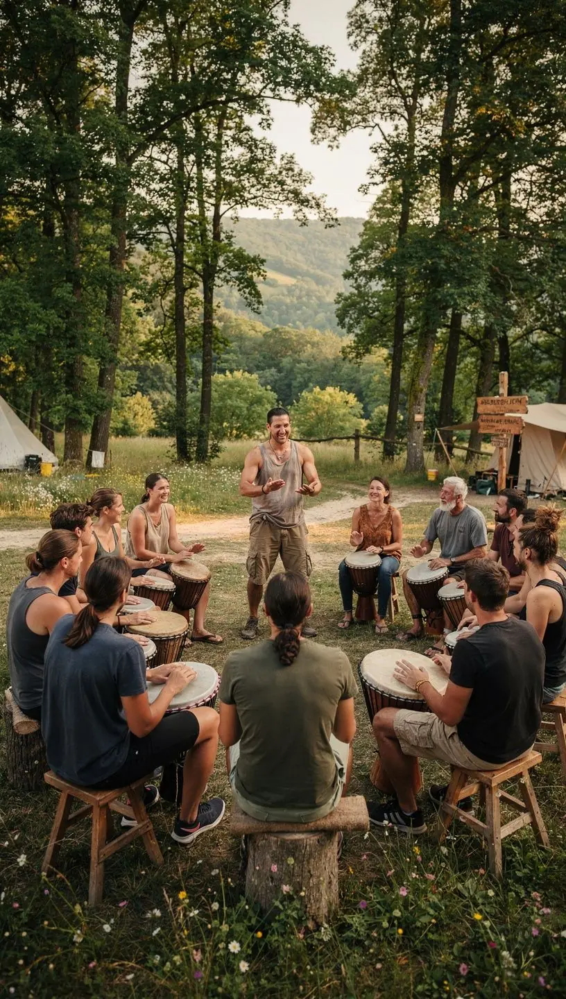 Zenész, aki improvizál a dobokon egy élő koncerten.
