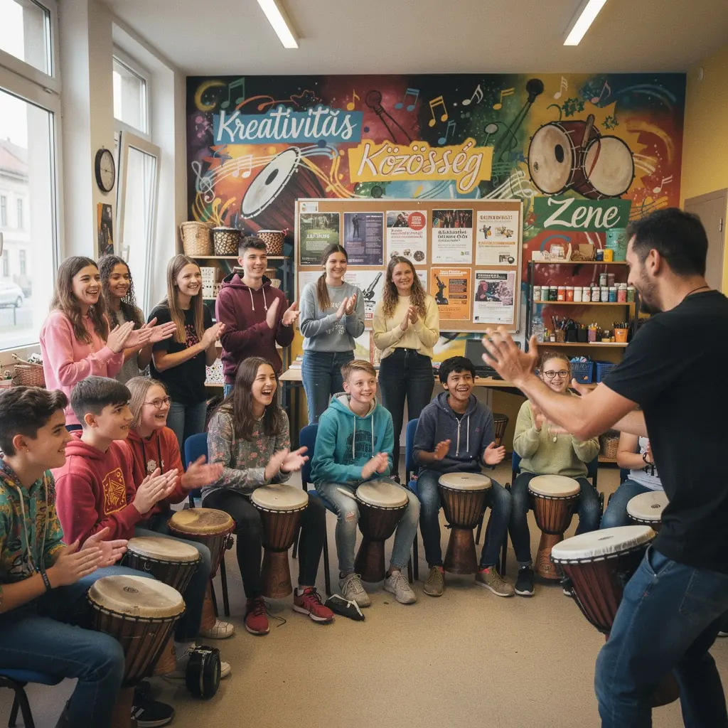 Ritmikus minták ábrázolása kottán, hangszerelési elemekkel.