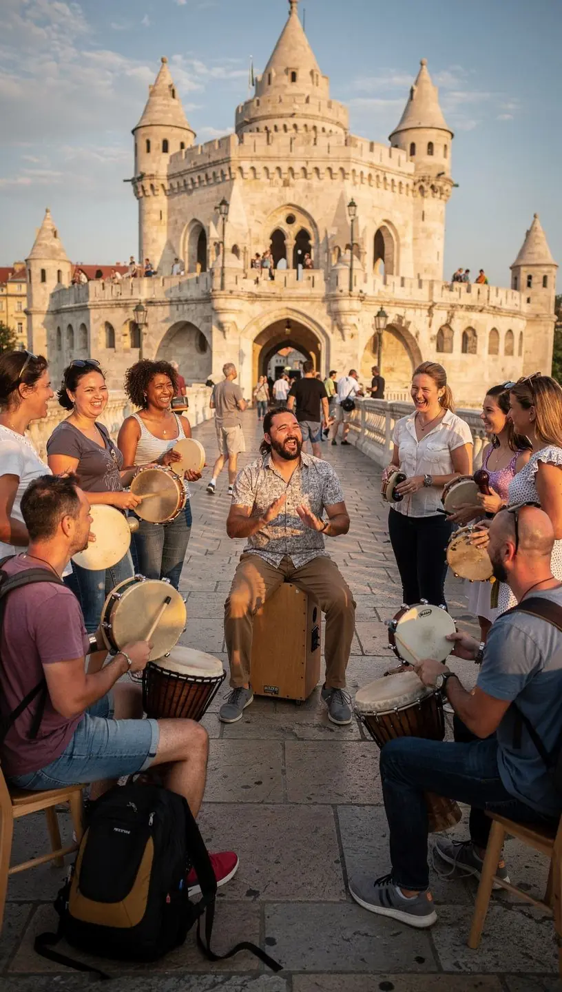Tanuló, aki a dobfelszerelés beállítását gyakorolja egy órán.