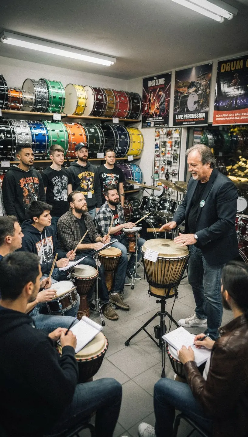 Zenész, aki improvizál a dobokon egy élő koncerten.