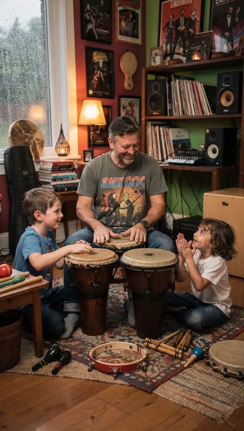 Zenész, aki improvizál a dobokon egy élő koncerten.