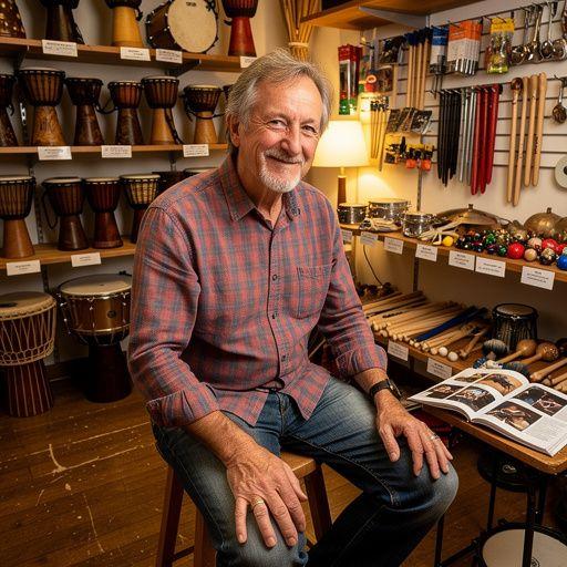 Dobos keze, amely a cintányérra csap, kiemelve a ritmust.